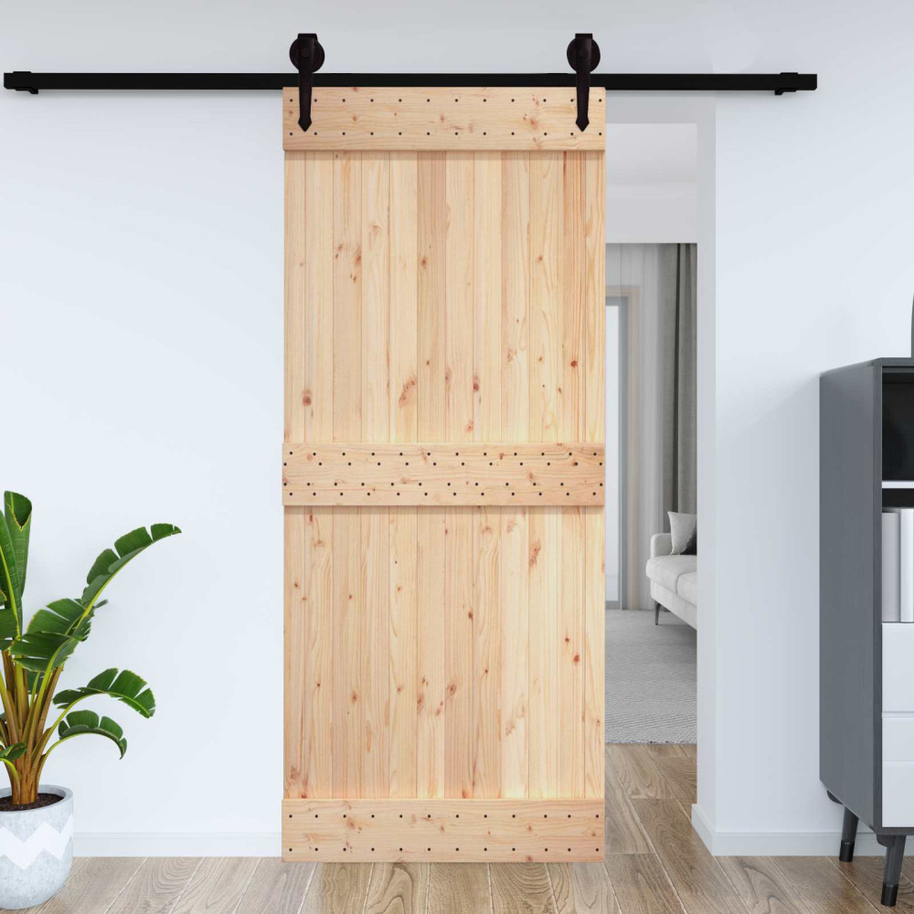 Produktbild för Dörr NARVIK Naturfärg 70 x 210 cm Massiv furuträdörr