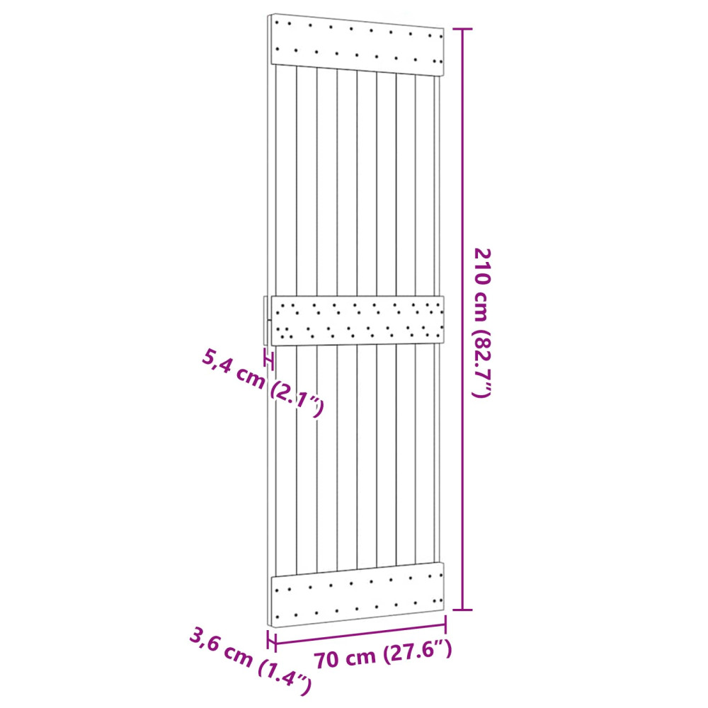 Produktbild för Dörr NARVIK Naturfärg 70 x 210 cm Massiv furuträdörr