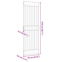 Produktbild för Dörr NARVIK Naturfärg 70 x 210 cm Massiv furuträdörr