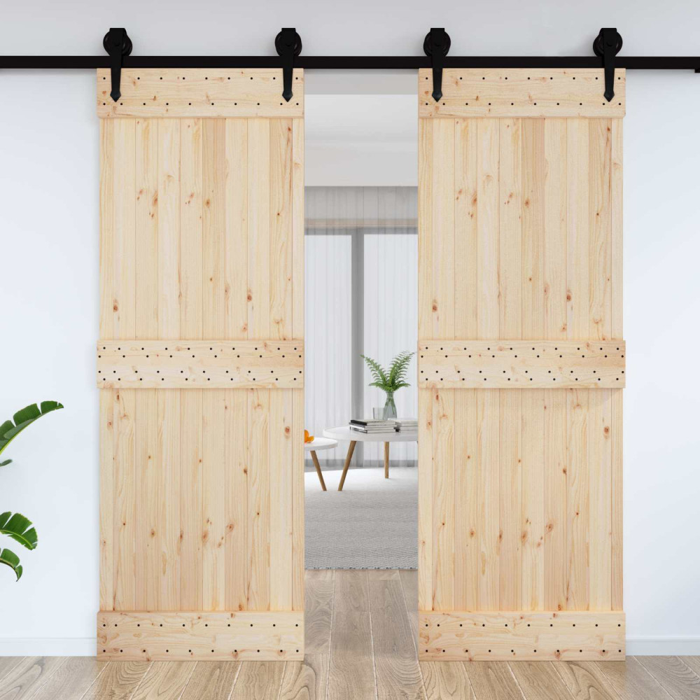 Produktbild för Dörr NARVIK Naturfärg 80 x 210 cm Massiv furuträdörr