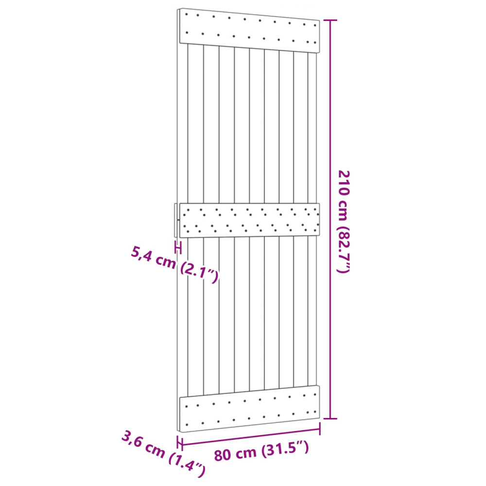 Produktbild för Dörr NARVIK Naturfärg 80 x 210 cm Massiv furuträdörr
