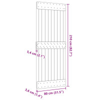 Produktbild för Dörr NARVIK Naturfärg 80 x 210 cm Massiv furuträdörr