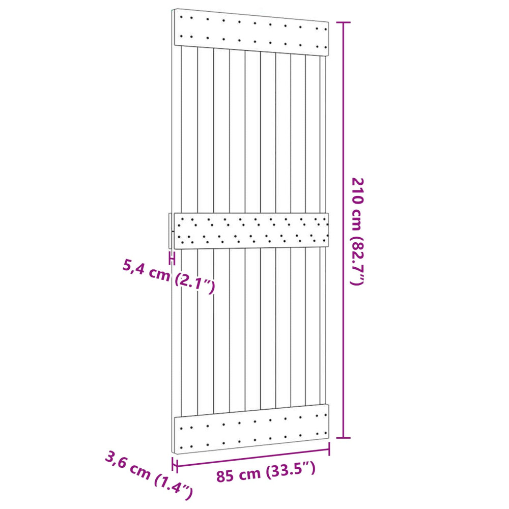 Produktbild för Dörr NARVIK Naturfärg 85 x 210 cm Massiv furuträdörr