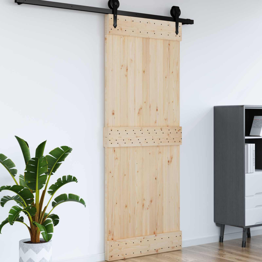 Produktbild för Dörr NARVIK Naturfärg 90 x 210 cm Massiv furuträdörr