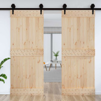 Produktbild för Dörr NARVIK Naturfärg 90 x 210 cm Massiv furuträdörr
