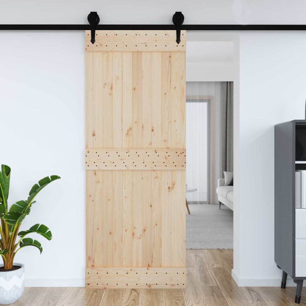 Produktbild för Dörr NARVIK Naturfärg 90 x 210 cm Massiv furuträdörr