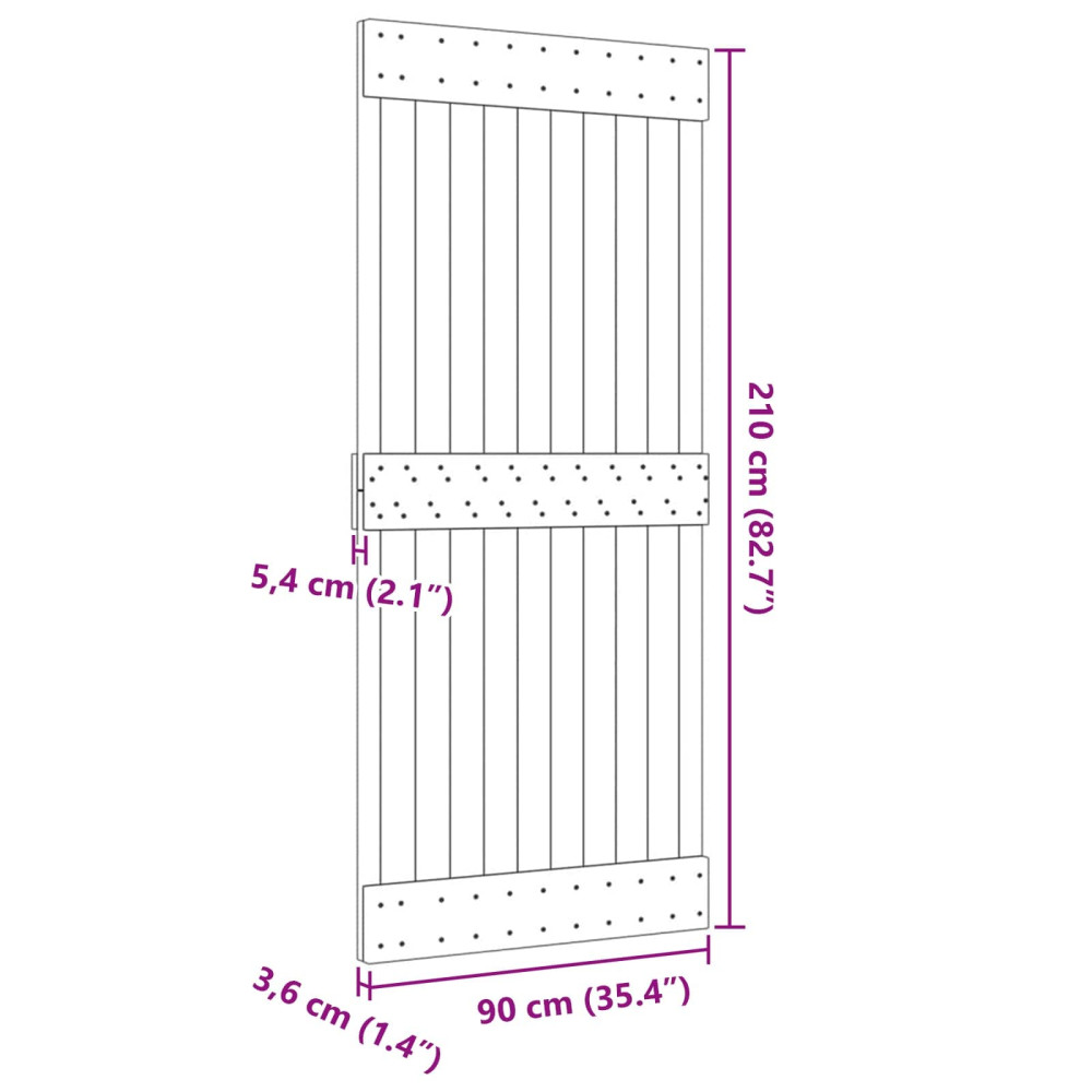 Produktbild för Dörr NARVIK Naturfärg 90 x 210 cm Massiv furuträdörr