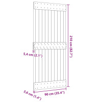 Produktbild för Dörr NARVIK Naturfärg 90 x 210 cm Massiv furuträdörr