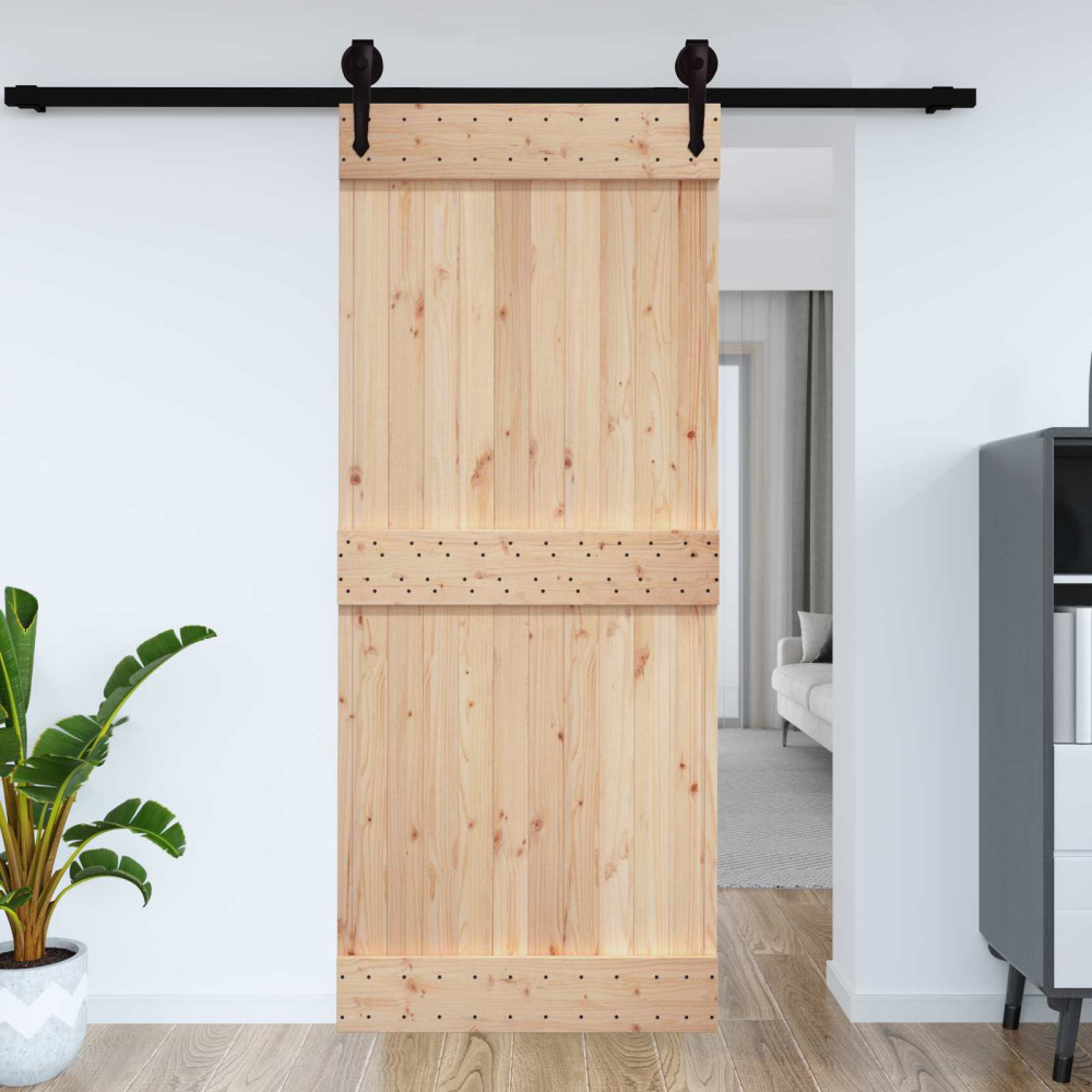 Produktbild för Dörr NARVIK Naturfärg 95 x 210 cm Massiv furuträdörr
