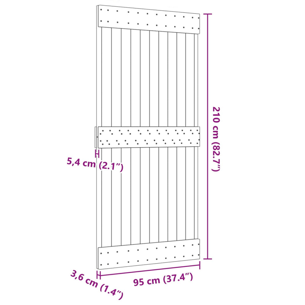 Produktbild för Dörr NARVIK Naturfärg 95 x 210 cm Massiv furuträdörr