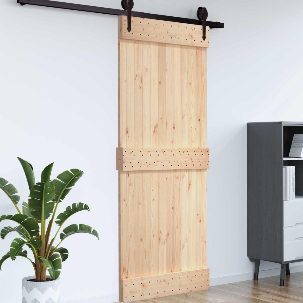 Produktbild för Dörr NARVIK Naturfärg 100 x 210 cm Massiv furuträdörr