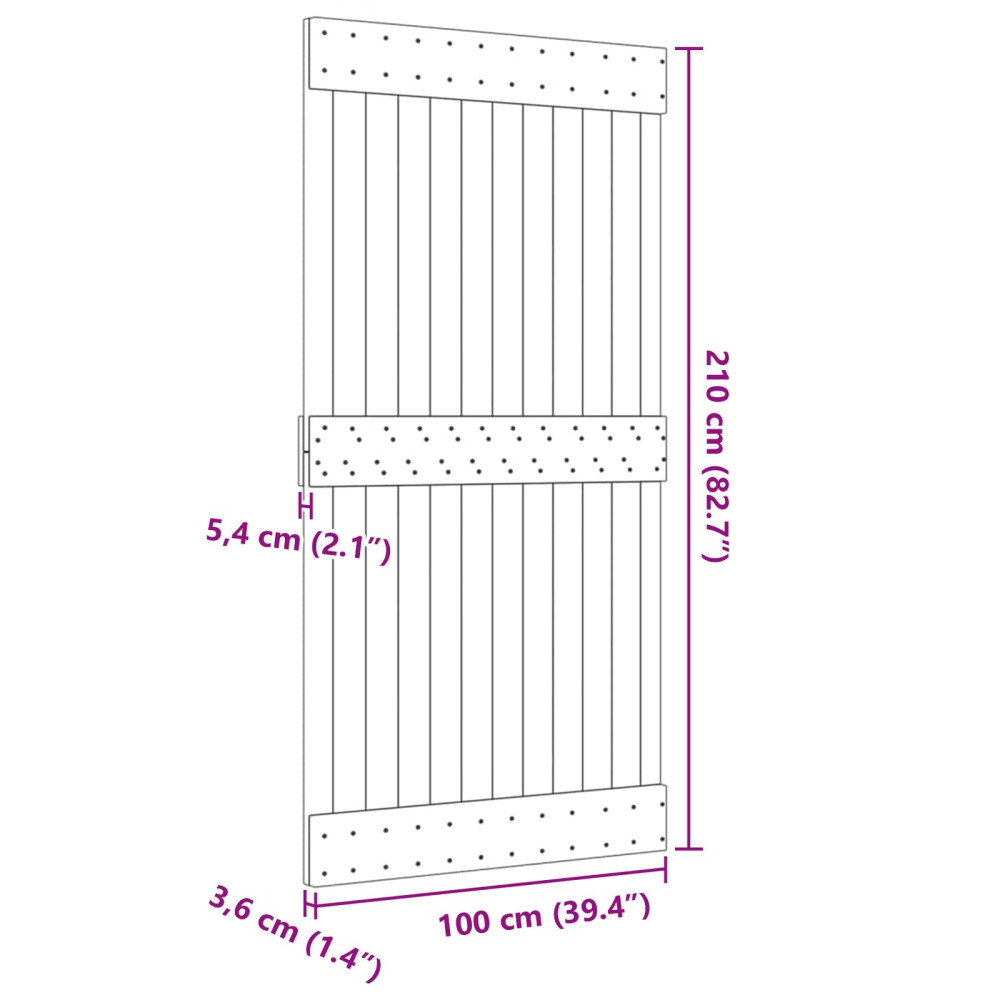 Produktbild för Dörr NARVIK Naturfärg 100 x 210 cm Massiv furuträdörr