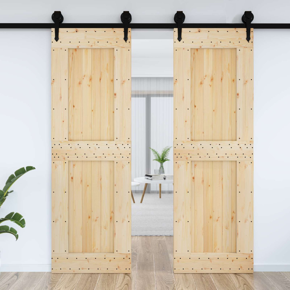 Produktbild för Dörr NARVIK Naturfärg 70 x 210 cm Massiv furuträdörr