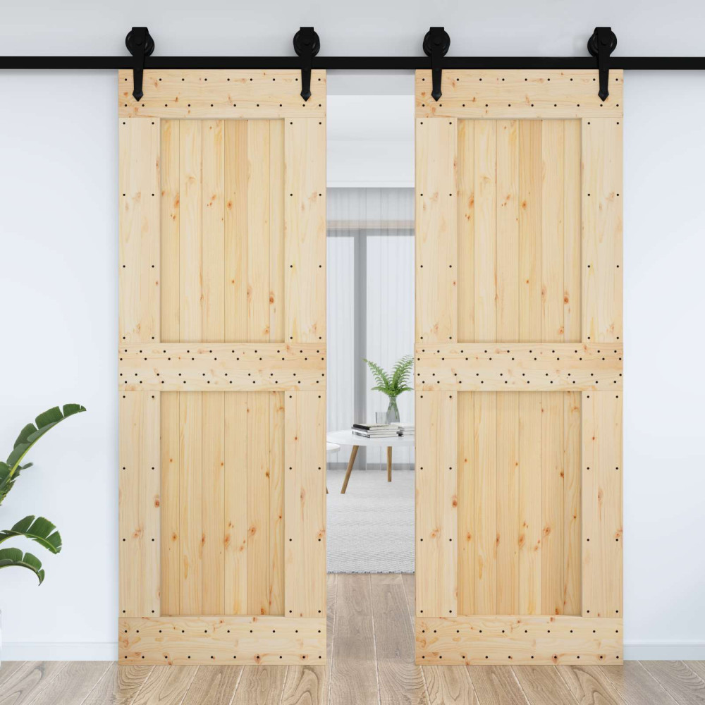 Produktbild för Dörr NARVIK Naturfärg 80 x 210 cm Massiv furuträdörr