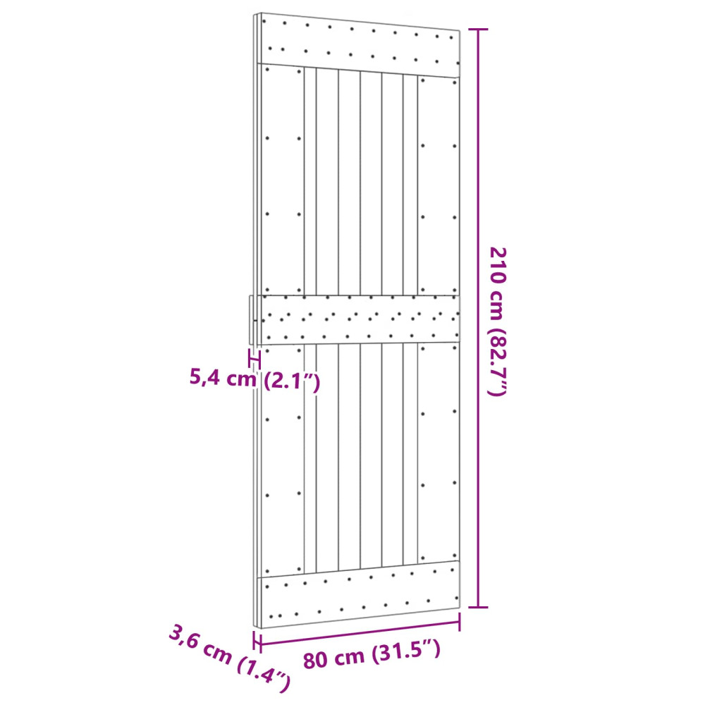 Produktbild för Dörr NARVIK Naturfärg 80 x 210 cm Massiv furuträdörr