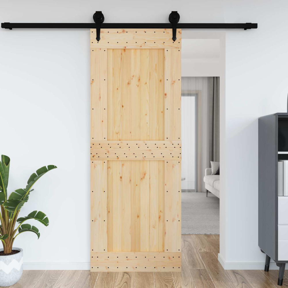 Produktbild för Dörr NARVIK Naturfärg 85 x 210 cm Massiv furuträdörr