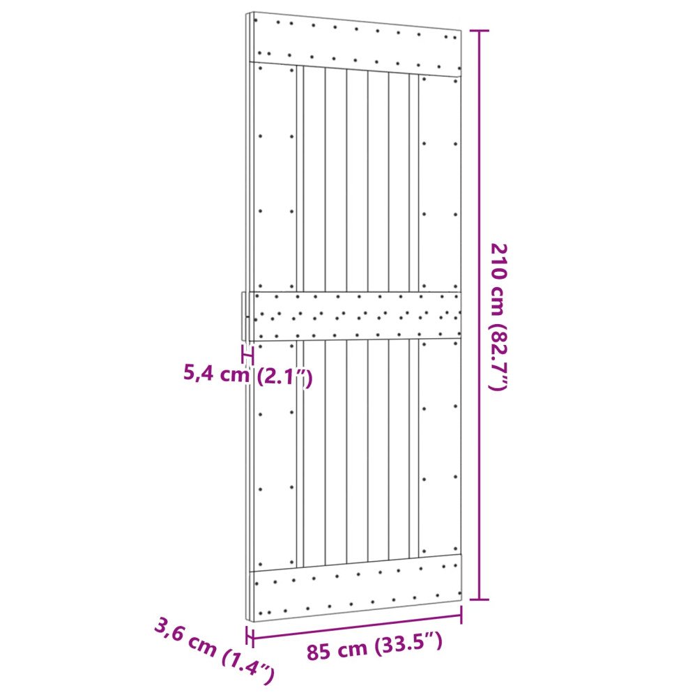 Produktbild för Dörr NARVIK Naturfärg 85 x 210 cm Massiv furuträdörr