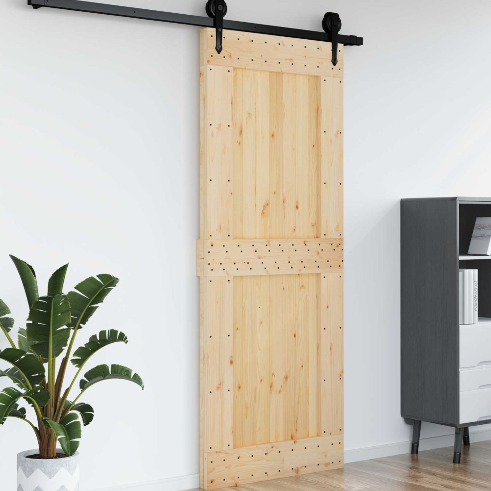 Produktbild för Dörr NARVIK Naturfärg 90 x 210 cm Massiv furuträdörr