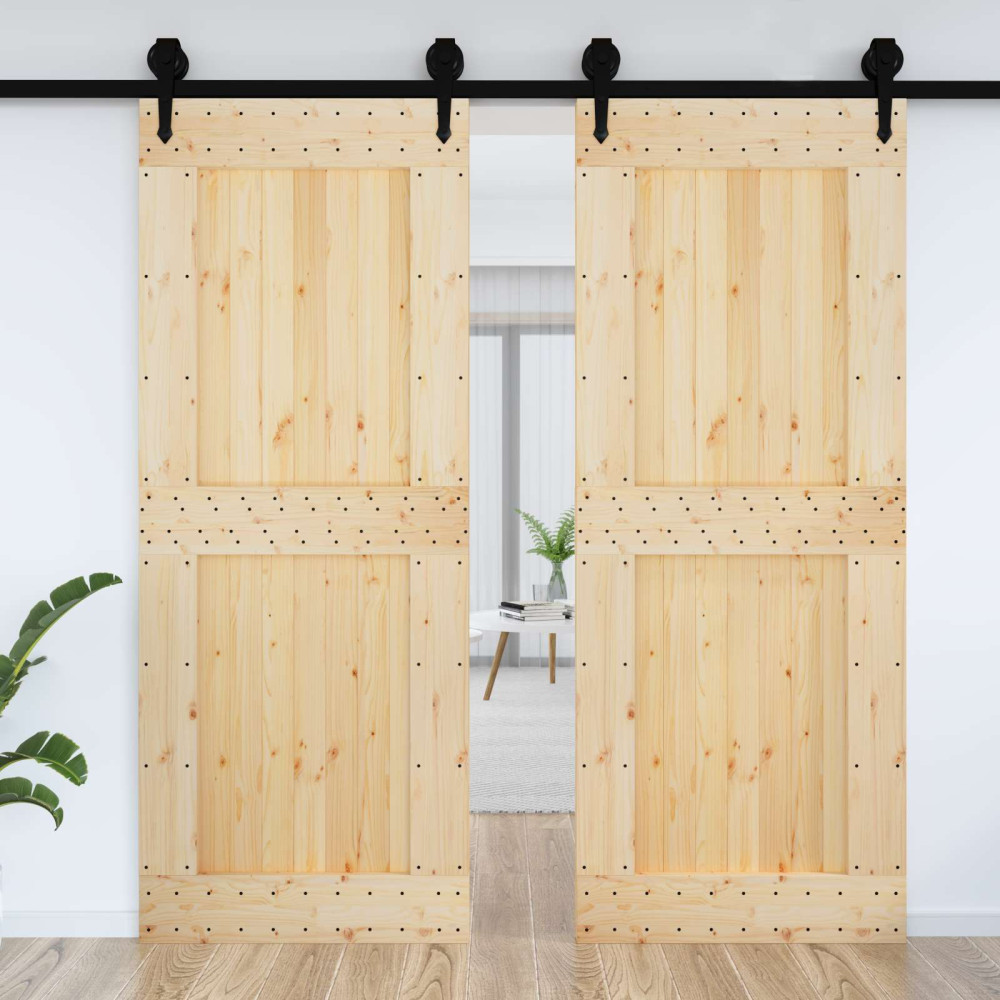 Produktbild för Dörr NARVIK Naturfärg 90 x 210 cm Massiv furuträdörr