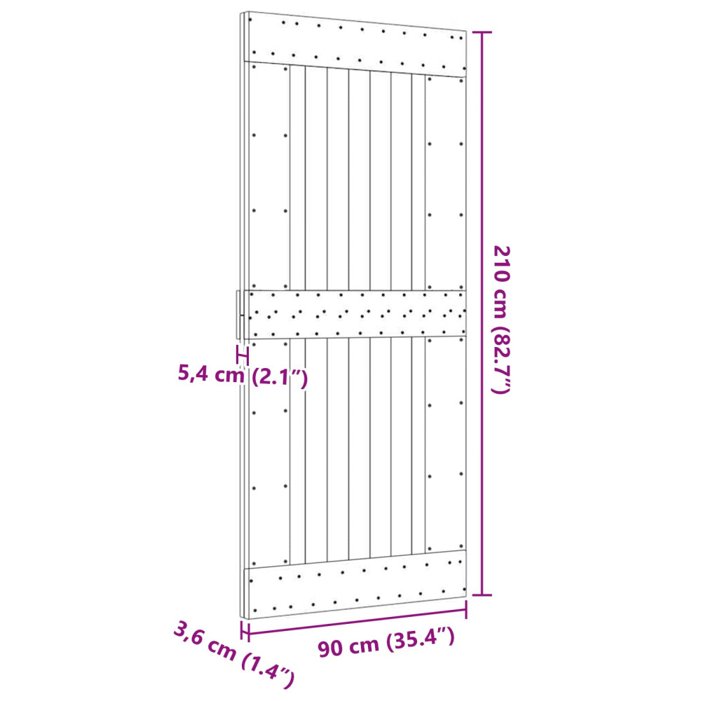Produktbild för Dörr NARVIK Naturfärg 90 x 210 cm Massiv furuträdörr