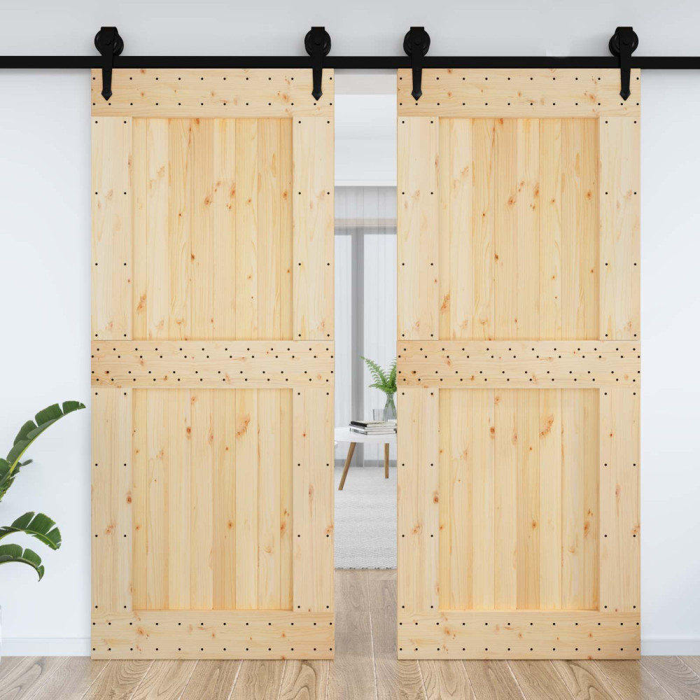 Produktbild för Dörr NARVIK Naturfärg 95 x 210 cm Massiv furuträdörr