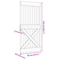 Produktbild för Dörr NARVIK Naturfärg 95 x 210 cm Massiv furuträdörr