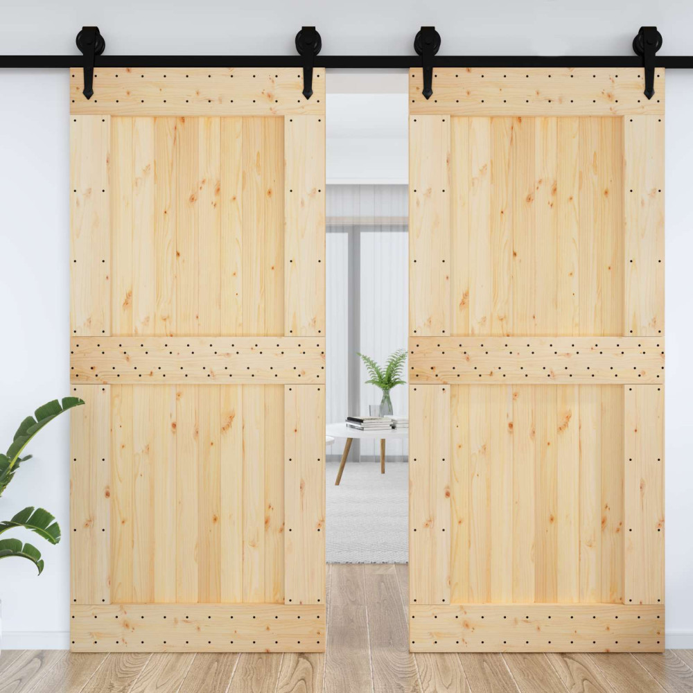 Produktbild för Dörr NARVIK Naturfärg 100 x 210 cm Massiv furuträdörr