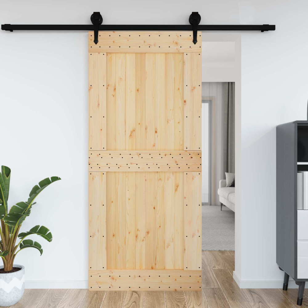 Produktbild för Dörr NARVIK Naturfärg 100 x 210 cm Massiv furuträdörr