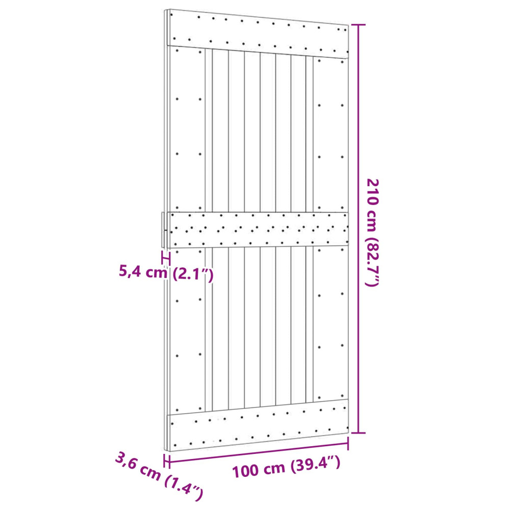 Produktbild för Dörr NARVIK Naturfärg 100 x 210 cm Massiv furuträdörr