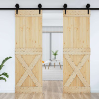 Produktbild för Dörr NARVIK Naturfärg 70 x 210 cm Massiv furuträdörr