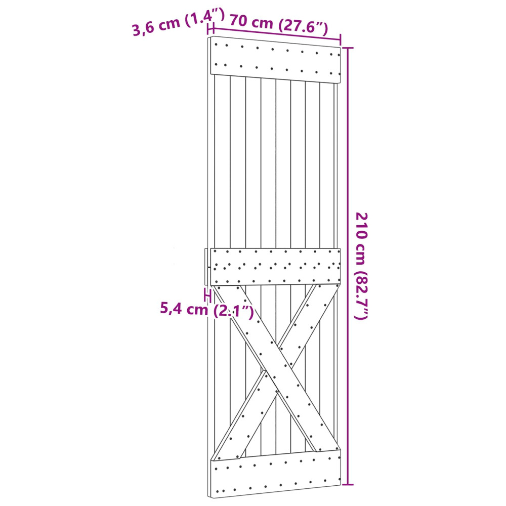 Produktbild för Dörr NARVIK Naturfärg 70 x 210 cm Massiv furuträdörr