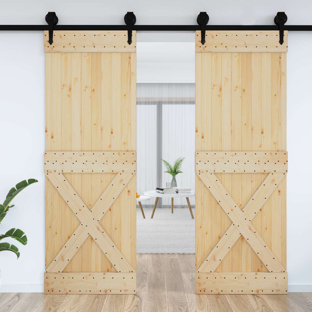 Produktbild för Dörr NARVIK Naturfärg 80 x 210 cm Massiv furuträdörr