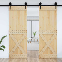 Produktbild för Dörr NARVIK Naturfärg 80 x 210 cm Massiv furuträdörr