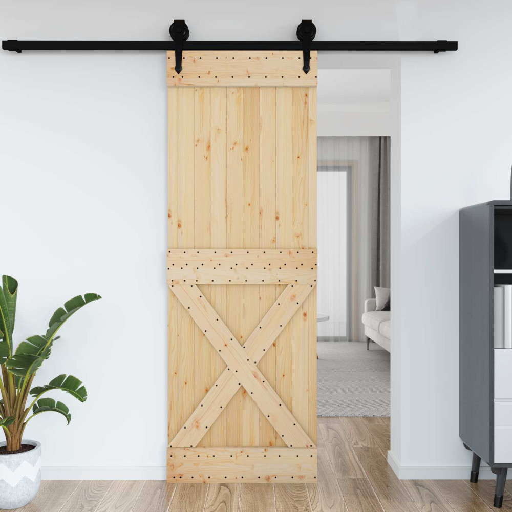 Produktbild för Dörr NARVIK Naturfärg 80 x 210 cm Massiv furuträdörr