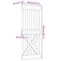 Produktbild för Dörr NARVIK Naturfärg 80 x 210 cm Massiv furuträdörr