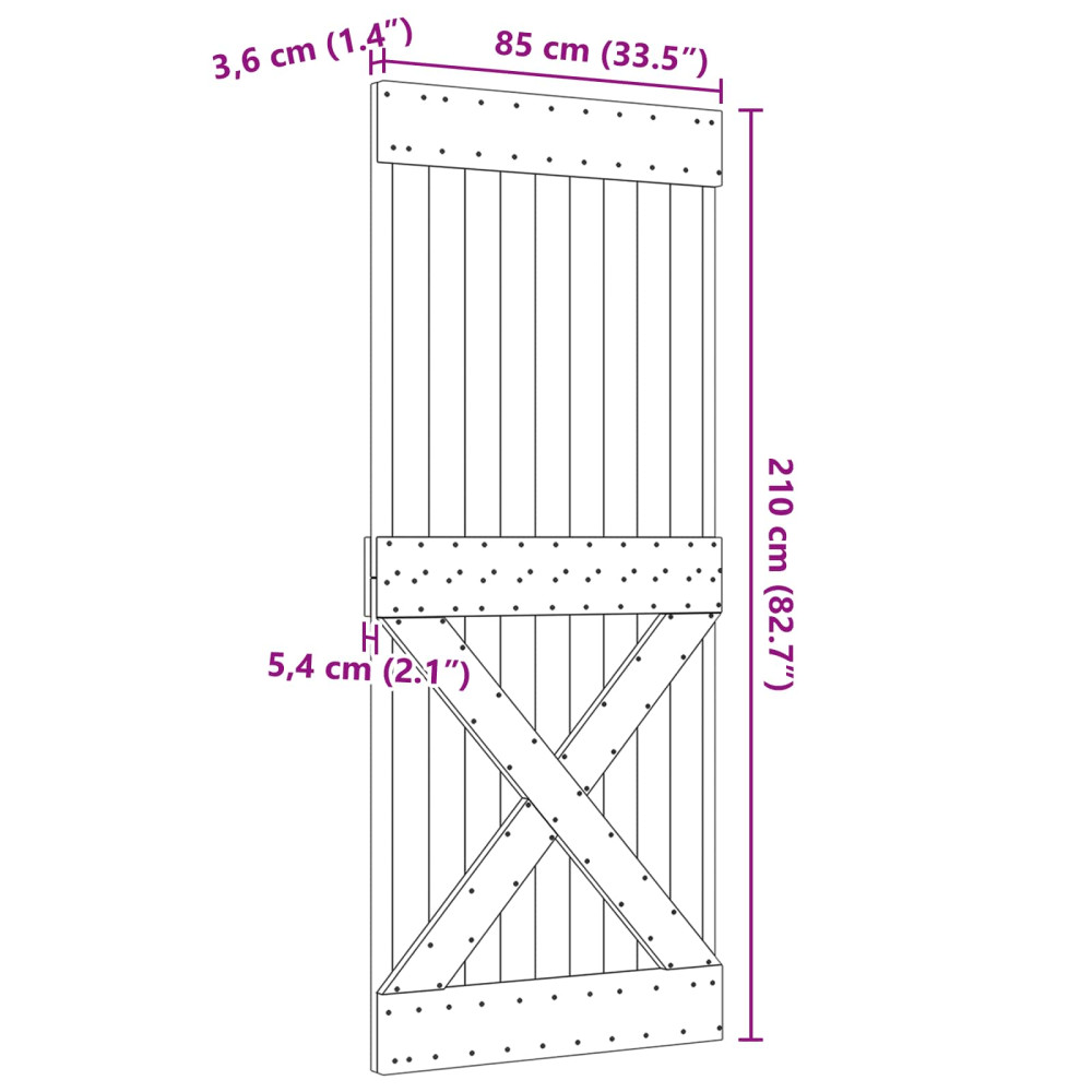 Produktbild för Dörr NARVIK Naturfärg 85 x 210 cm Massiv furuträdörr