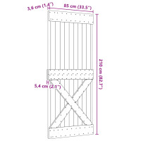 Produktbild för Dörr NARVIK Naturfärg 85 x 210 cm Massiv furuträdörr