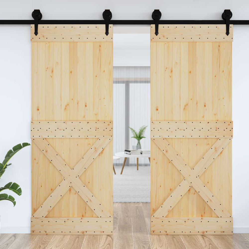 Produktbild för Dörr NARVIK Naturfärg 90 x 210 cm Massiv furuträdörr