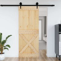 Produktbild för Dörr NARVIK Naturfärg 90 x 210 cm Massiv furuträdörr