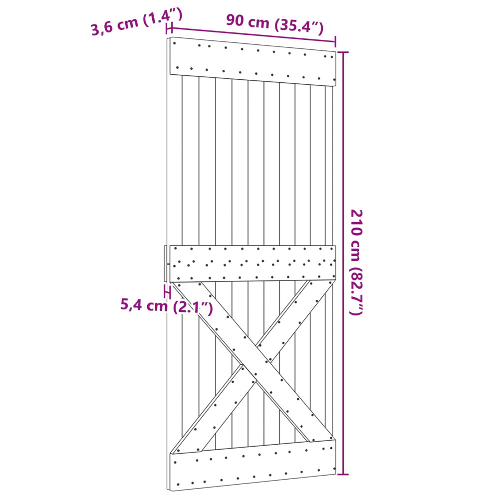 Produktbild för Dörr NARVIK Naturfärg 90 x 210 cm Massiv furuträdörr