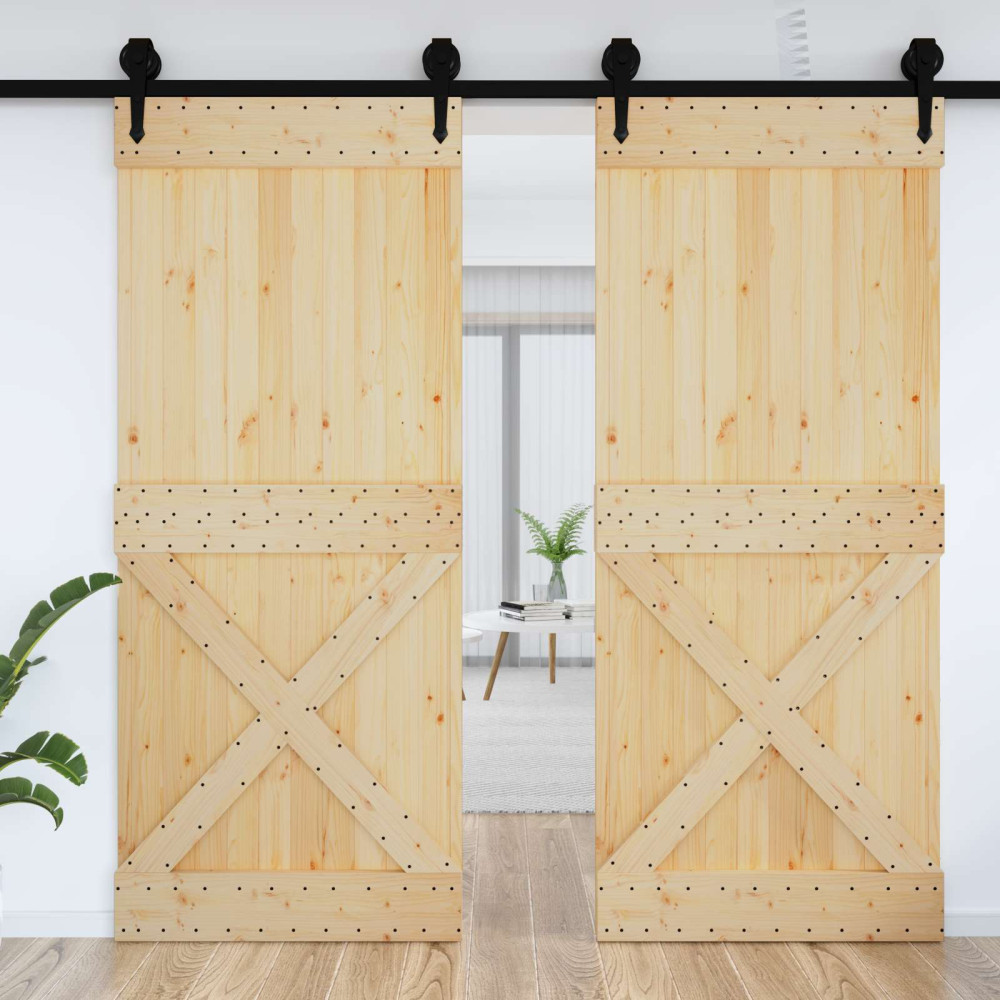 Produktbild för Dörr NARVIK Naturfärg 95 x 210 cm Massiv furuträdörr