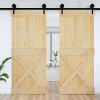 Produktbild för Dörr NARVIK Naturfärg 95 x 210 cm Massiv furuträdörr