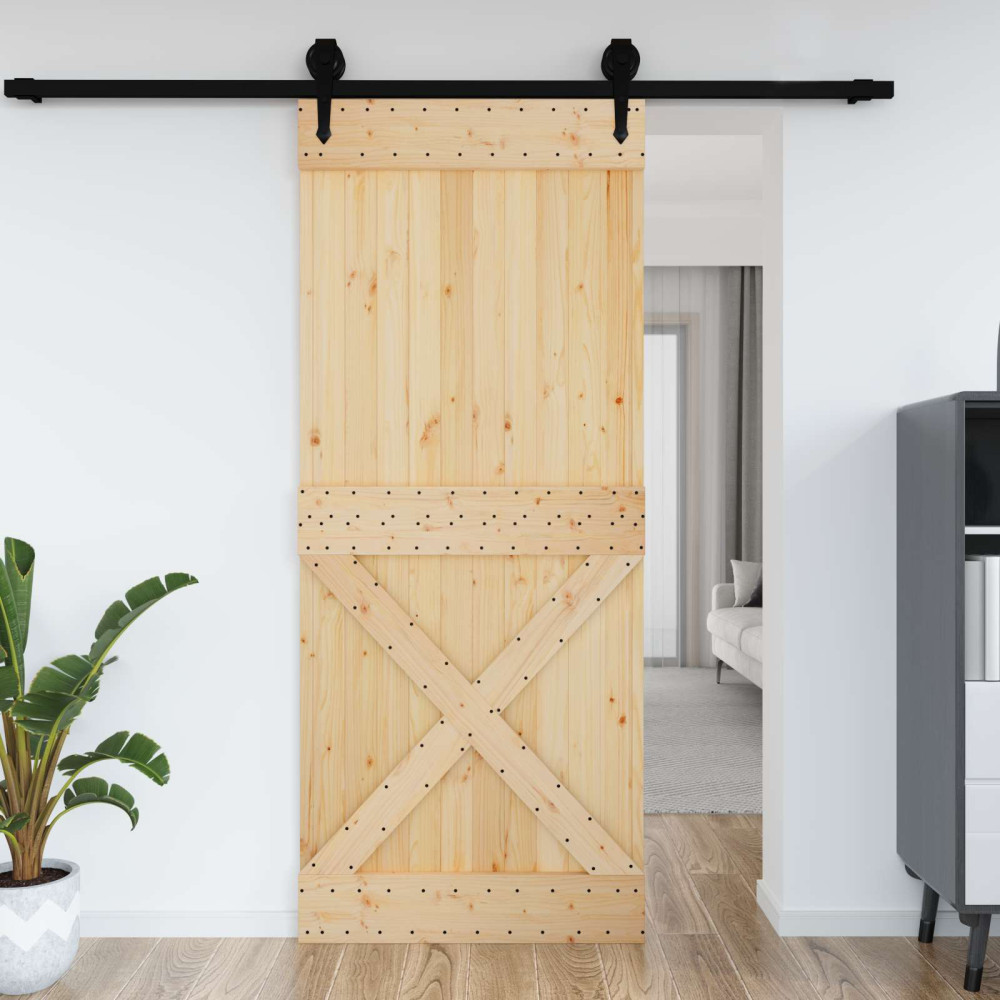 Produktbild för Dörr NARVIK Naturfärg 95 x 210 cm Massiv furuträdörr
