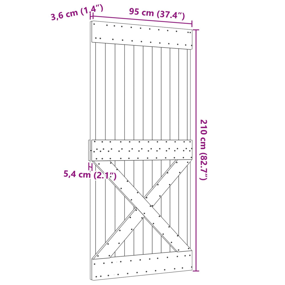 Produktbild för Dörr NARVIK Naturfärg 95 x 210 cm Massiv furuträdörr