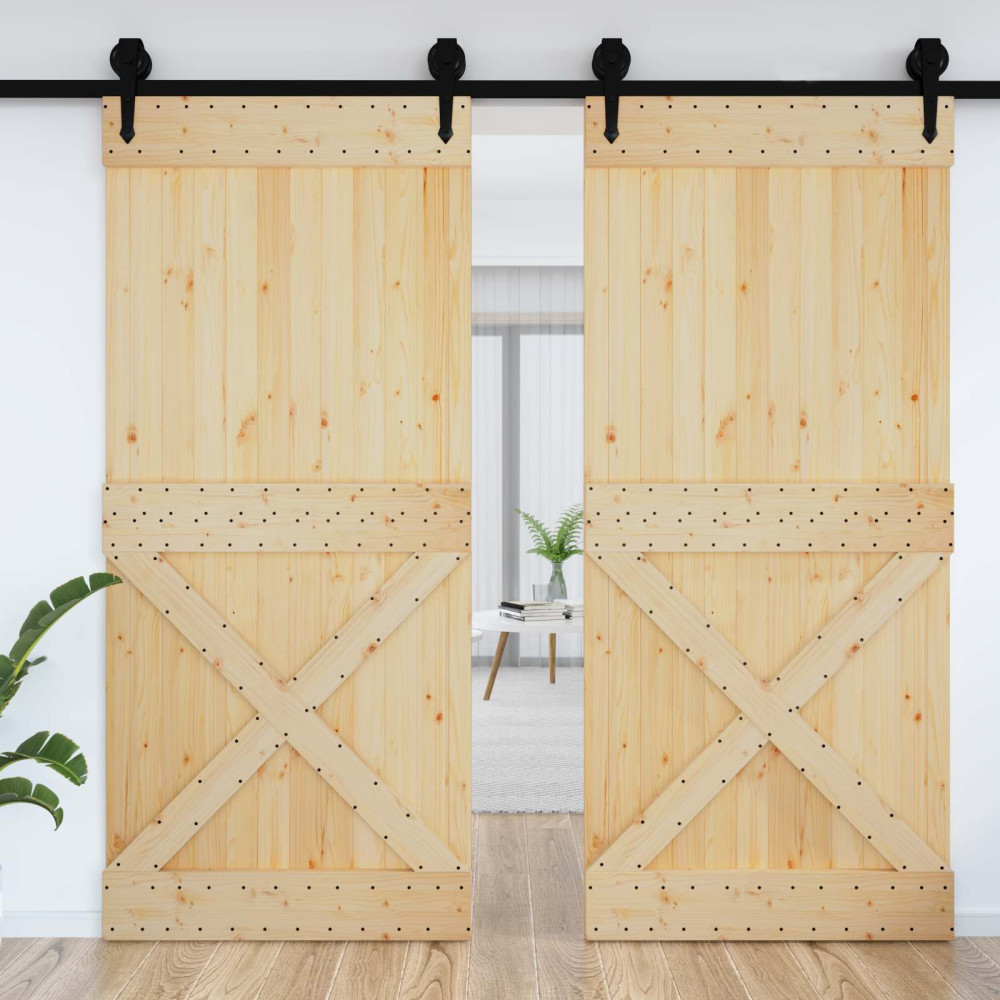 Produktbild för Dörr NARVIK Naturfärg 100 x 210 cm Massiv furuträdörr