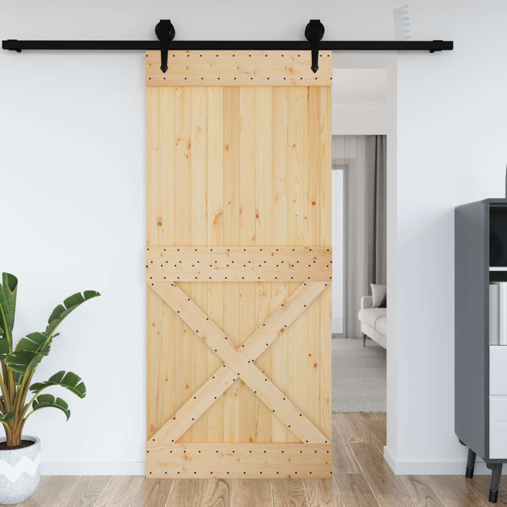 Produktbild för Dörr NARVIK Naturfärg 100 x 210 cm Massiv furuträdörr