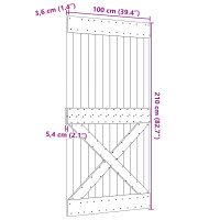 Produktbild för Dörr NARVIK Naturfärg 100 x 210 cm Massiv furuträdörr