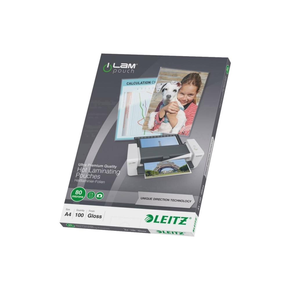 Produktbild för Lamineringsfickor Leitz A4 80 micron kristallklart UDT