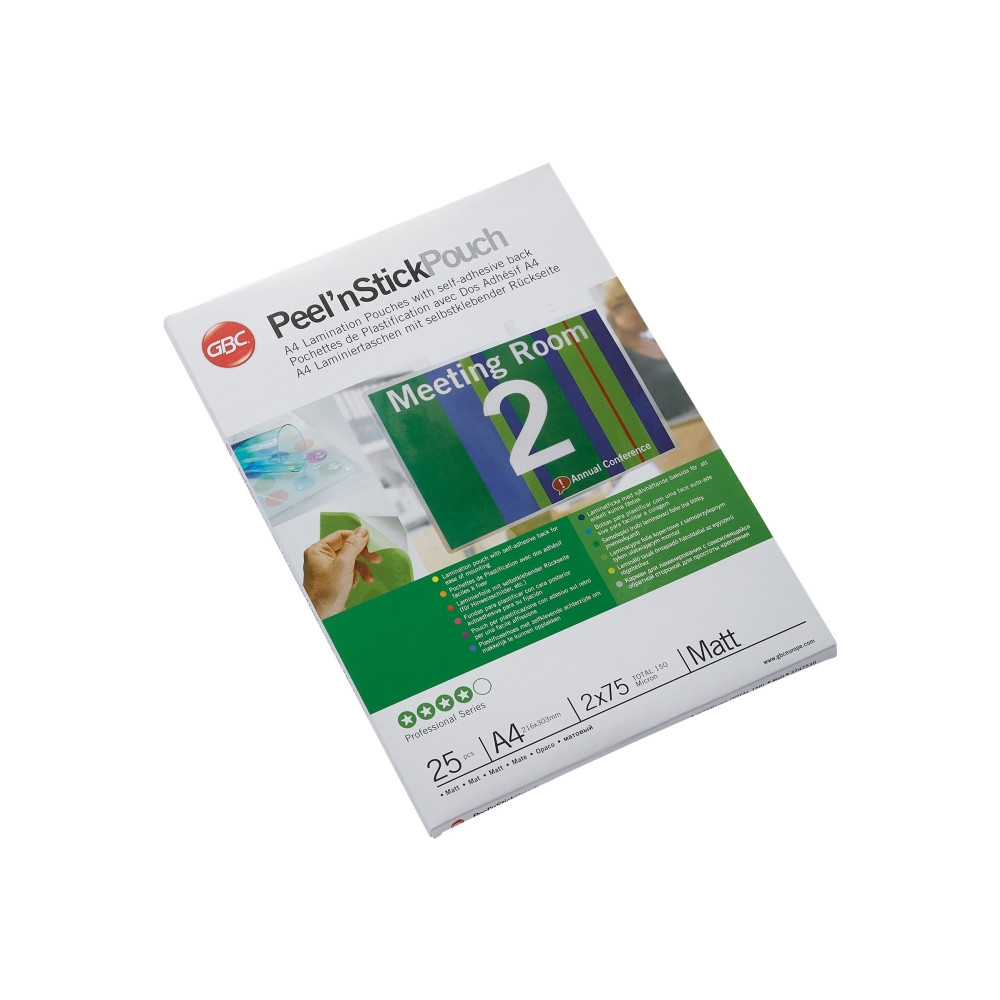 Produktbild för GBC Peel'n Stick - 25-pack - matt - A4 - lamineringsfickor