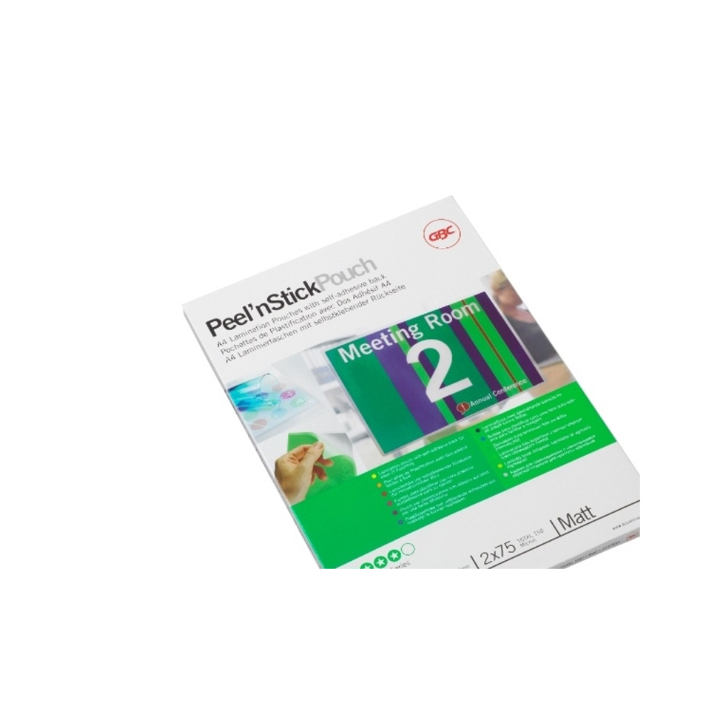 Produktbild för GBC Peel'n Stick - 25-pack - matt - A4 - lamineringsfickor